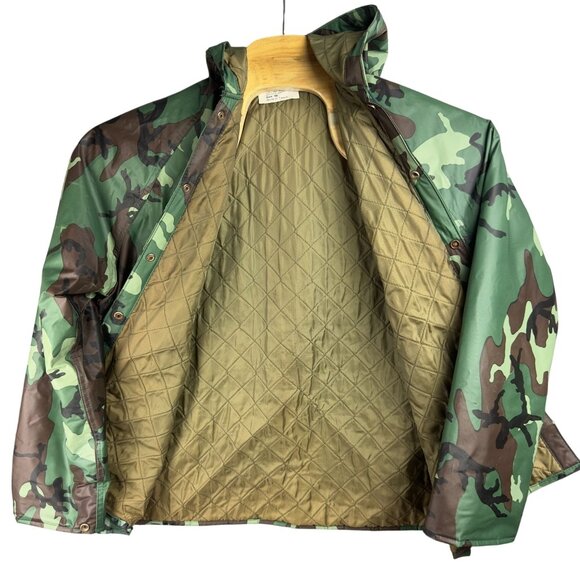 Rothco Camouflage Hooded Rain Jacket Men M Waterproof PVC Insulated Lined - Picture 3 of 12